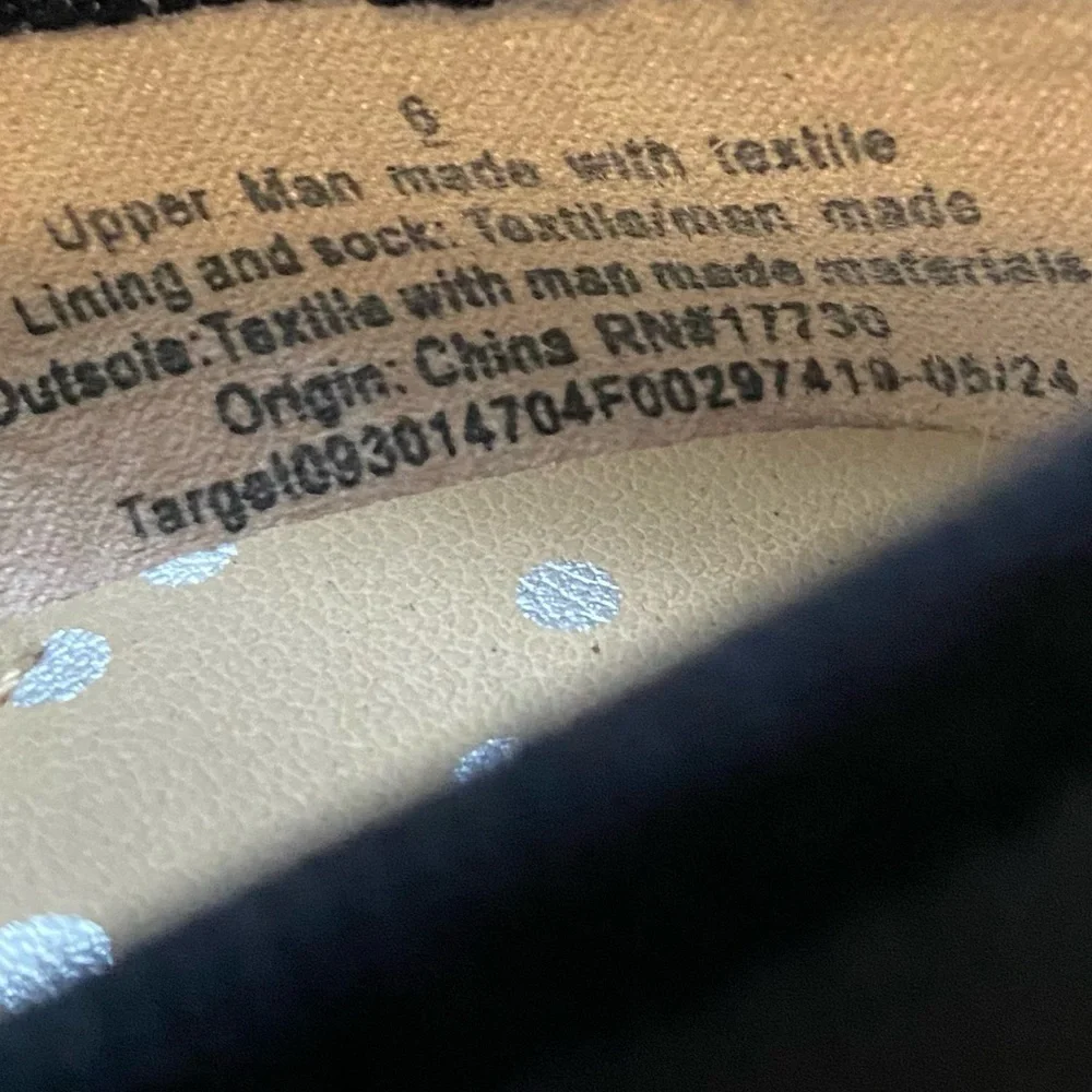 NEW Cat & Jack Black Ballet Flat Dress Shoes with Bow Size 6 Vegan Leather